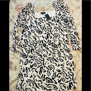 Eloquii Black and White Bodycon Dress with Puff Sleeves